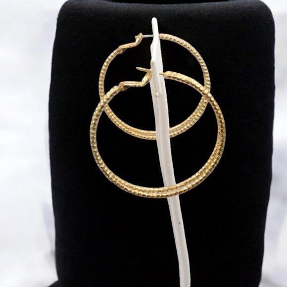 Vintage Hoop Earrings Gold Tone Bead Look - Picture 5 of 8